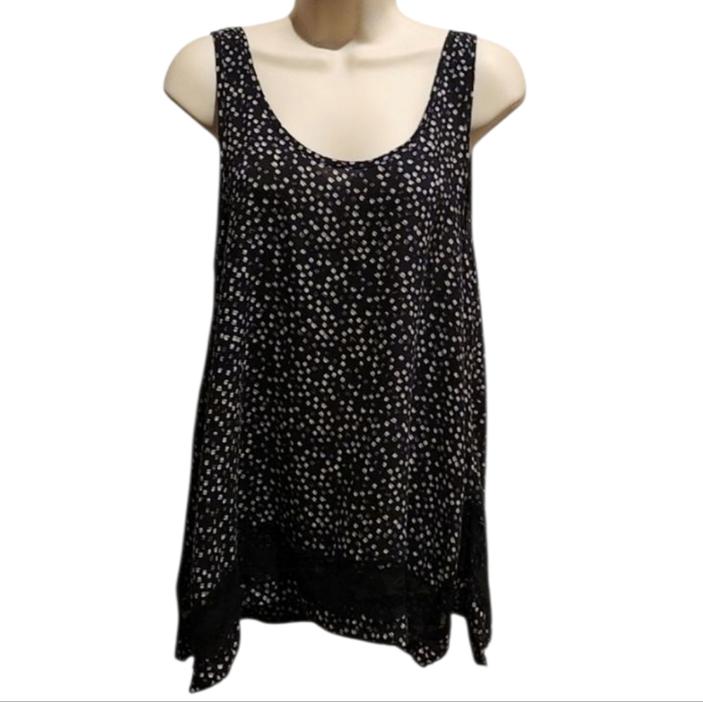 Mudd Womens‎ Polka Dot Tank Top with Bottom Lace Sleeveless Top T-Shirt